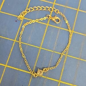 Diamond Faux Gold Tone 7" Chain Bracelet